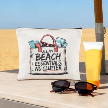 Imagem de All My Beach Essentials, bolsa de maquiagem para mulheres, kit de itens essenciais de praia para amigas, irmãs, presentes de Natal para mulheres, sem bagunça, bolsa de armazenamento para mulheres
