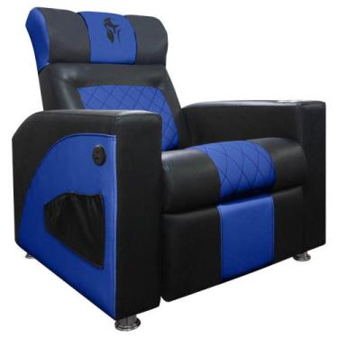Imagem de Poltrona Gamer Sparta Reclinável com Carregador USB Preto/Azul - SOFA 