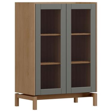 Imagem de Cristaleira Para Sala De Jantar Bar 2 Portas Vidro Esdras F06 Oak Ferrolack - Lyam Decor