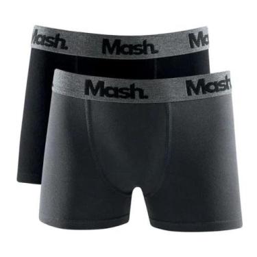Imagem de Kit 2 Cueca Boxer Mash Masculina Infantil Elástico, G, Preto