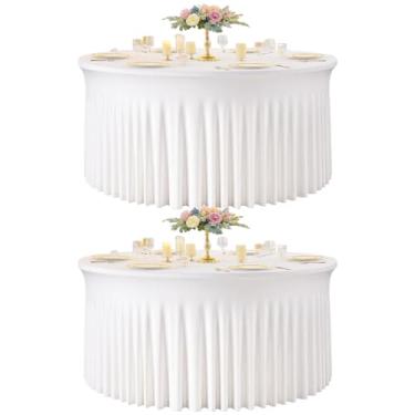 Imagem de Fixoro Toalha de mesa redonda elástica branca de 1,8 m