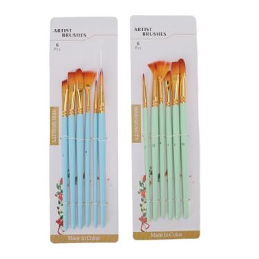 Imagem de SIWOTED 12 unidades de pincéis de pintura acrílica com cabo de madeira, cabelo de nylon, ampla aplicação, pincéis de pintura a óleo para aquarela, óleo acrílico