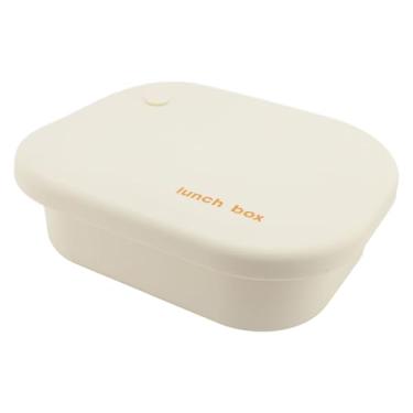 Imagem de Cryfokt Caixa Versátil de Recipiente de Almoço de Silicone Com Design de 4 Compartimentos, Tampa Selada à Prova de Vazamento para Piquenique de Viagem de Trabalho (Leite Branco)