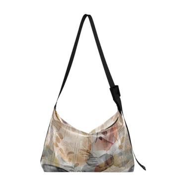 Imagem de Bolsa feminina Hobo com estampa de folha de palmeira de couro grande masculina bolsa de ombro com estampa de folha de luxo, Folha floral colorida
