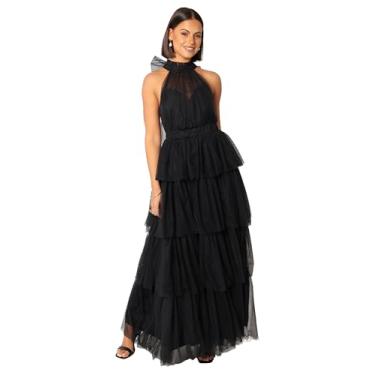 Imagem de Petal & Pup Vestido longo feminino Frances Halterneck preto, Preto, PP