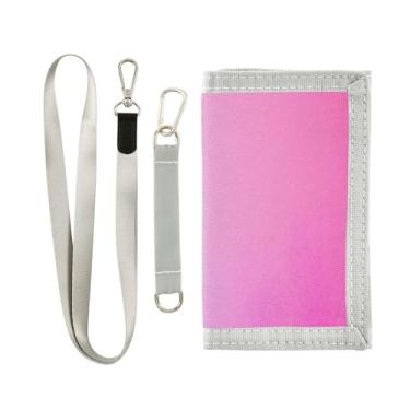 Imagem de GAIGEO Carteira Aqua Turquesa Gradiente Nylon Meninos Adolescente Carteira Bebê Menina Bolsa com Chaveiro e Bolsos, Roxo e rosa dégradé, one size