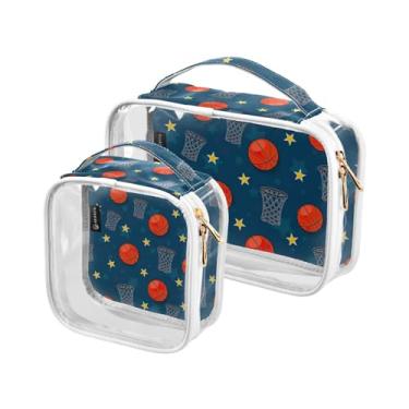 Imagem de GAIGEO Conjunto de 2 sacos de higiene pessoal transparentes para cervos da floresta de Natal de inverno, bolsa de cosméticos portátil com alça, bolsa de viagem para produtos de cabelo, Tema de