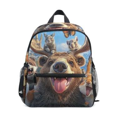 Imagem de GAIGEO Moose Funny Animals Cute Toddler Backpack Toddler Girl Backpack with Front Pocket, Safety Whistle for Ages 3-8