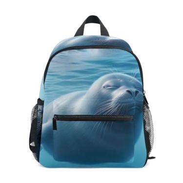 Imagem de GAIGEO Sea Blue Seal Backpacks for Kids Boys Mini Backpack with Front Pocket, Safety Whistle for Ages 3-8