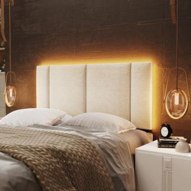 Imagem de Cabeceira Estofada com LED Casal 140 Linho Bege - Decor
