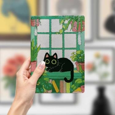 Imagem de Caderno de couro de gato, caderno A5 para anotações de escritório, agenda de 21 x 14,7 cm, agenda de viagem, presente para amantes de gatos, 30