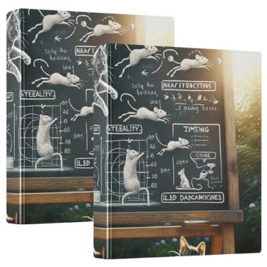 Imagem de Fichário para gatos Course Catch Mouse Prancheta de 3 argolas comporta 200 folhas de pasta de arquivo para escola e material de escritório, pacote com 2