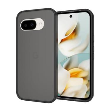 Imagem de Dynippy Capa para Google Pixel 9a, fina e semitranslúcida com sensação de pele com parte traseira fosca de TPU/PC híbrido, tela elevada e capa de telefone absorvente de choque, semi fosco (preto