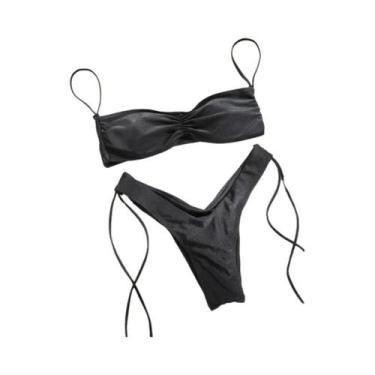 Imagem de Conjunto De Biquíni De Corte Alto Para Mulheres, Moda Sexy Com Bandage