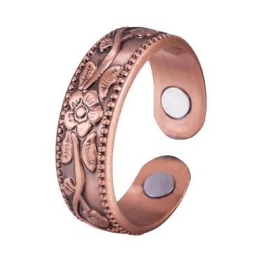 Imagem de Pulseira magnética vintage flor anel pulseira conjunto pulseira ajustá