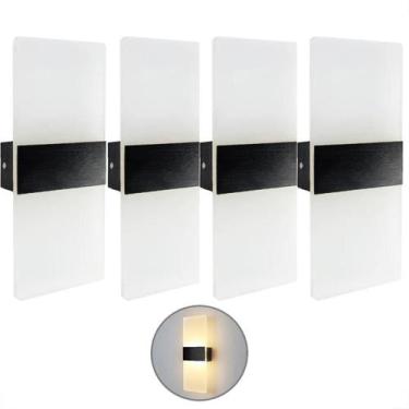 Imagem de Kit 4 Arandela Preta Escovado Acrilico Jateado Led 3000K - Acende A Lu