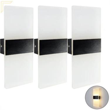 Imagem de 3 Arandela Cabeceira Acrilico Jateado Led Integrado Lup94 - Acende a L