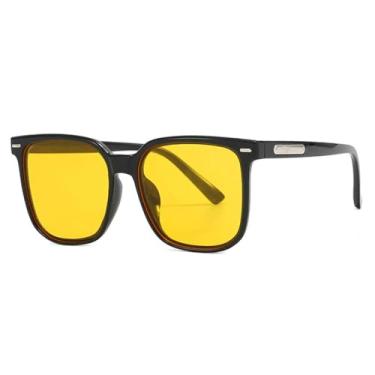 Imagem de Óculos de Sol Oversized com Rebites em Cores Vibrantes, Proteção UV400, para Esportes ao Ar Livre, Corrida e Ciclismo, Preto e Amarelo, Unissex.