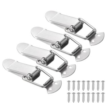 Imagem de PATIKIL 4 peças de trava de aço inoxidável acionada por mola, caixa de ferramentas de 7,6 cm, trava de fixação de ferrolho com parafusos de montagem para caixa de madeira de celeiro de porta de