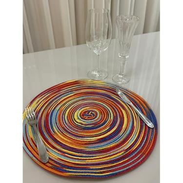 Imagem de Jogo Americano Mesa Posta Impermeável Redondo ou Retangular para Jantar e Eventos – Kit 4 ou 6 Lugares Decorativo Luxo (24. Colorido,6 unidades)