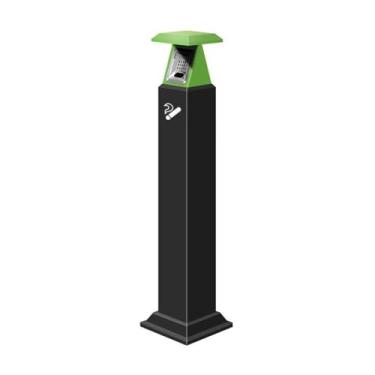 Imagem de Eliminação de pontas de cigarro Painel de extinção fumaça côncavo duplo, coluna cinzas aço inoxidável, para áreas externas, pública(Green)