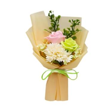Imagem de Ｂｅｓｇａ Buquês de sabonete decorativos com cravos perfumados artificiais, sabonete floral para o Dia de ação de Graças, aniversário, Natal e meninas, Amarelo