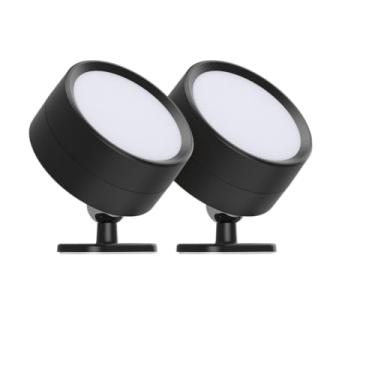 Imagem de Conjuntos de lâmpadas LED para iluminação pública 1–4 Três cores ajustáveis Carregamento USB Luz giratória em 360° Elegante e esteticamente agradável(Preto - Kit 2)