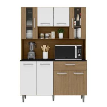 Imagem de Kit Cozinha 8 Portas 1 Gaveta Livia Carvalho/Branco - FdECOR - Poliman