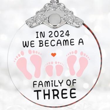 Imagem de Enfeite de Natal para a família 2024 - Primeira decoração de Natal do bebê, enfeite de árvore de vitral, presente de liquidação para mamãe e papai