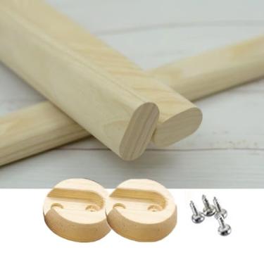 Imagem de 1 haste de armário de madeira oval para pendurar, poste de armário resistente com base para guarda-roupa, corredor, cortina de banheiro, loja de roupas (tamanho: 190 cm (74,8 pol))