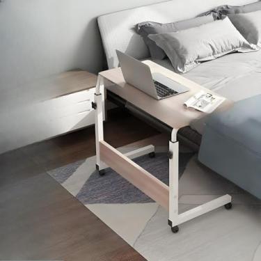 Imagem de Mesa Multiuso Ajustável com Altura Regulável – Ideal para Notebook, Cama e Sofá, com Rodinhas(Madeira)