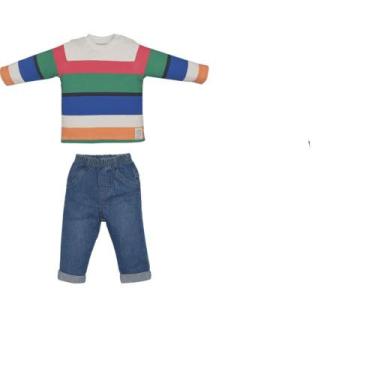 Imagem de Conjunto Bebê Longo Marfim Luis Henrique Colorido Jeans, G