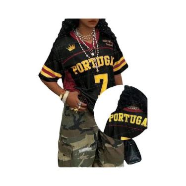 Imagem de Camiseta Feminina De Verão Com Cores Contrastantes, Decote Em V, Manga