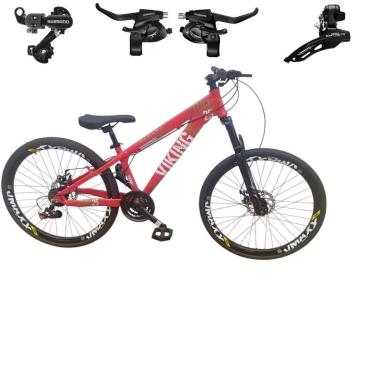 Imagem de Bicicleta 26 VikingX Tuff25 24v  Trocadores SHIMANO Aluminio Freeride Disco Mecânico Pneu Slick 1.50-Unissex