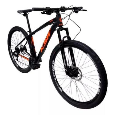 Imagem de BICICLETA ALUMÍNIO ARO 29 KSW 24V SHIMANO COM SUSPENSAO E FREIO A DISCO TAMANHO 15 PRETO LARANJA-Unissex