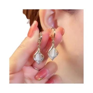 Imagem de Brincos De Franjas Com Cristais De Zircônia Em Forma De Folha De Bordo