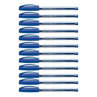 Imagem de Kit 12 Canetas Esferografica Faber Castell Trilux Medium 1.0 - Faber-C