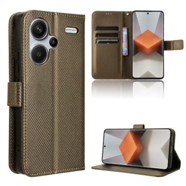 Imagem de Elubugod Capa de couro compatível com Redmi Note 13 Pro+ 5G, capa flip de couro PU compatível com Xiaomi Redmi Note 13 Pro Plus 5G capa marrom