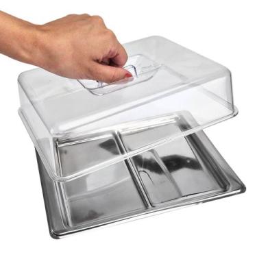 Imagem de Porta Frios Inox com Tampa de Acrílico Transparente Divisão - Wincy