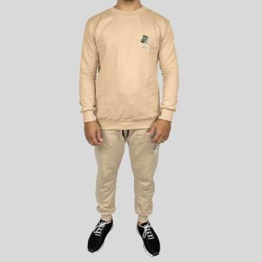 Imagem de Conjunto Calça e Blusa Moletom Careca Sem Capuz Algodão Mão Dollar - M