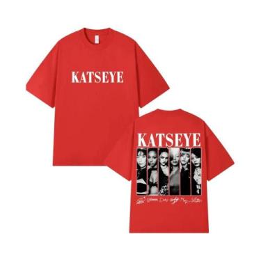 Imagem de Camisetas Gráficas Oversized Estilo Vintage Coreano Katseye Moda Kpop 