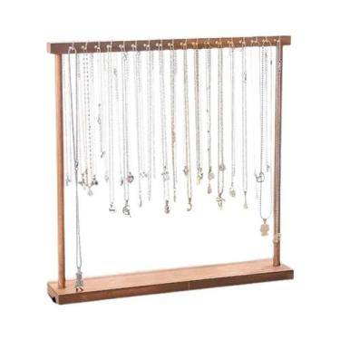 Imagem de Suporte Expositor De Joias Em Madeira Sólida Para Colares, Brincos E P