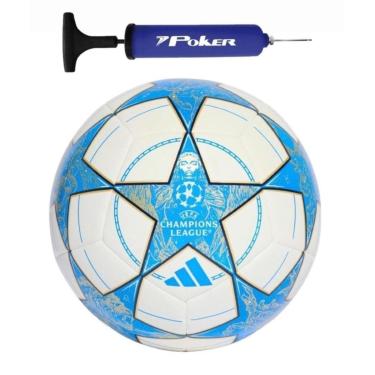 Imagem de Kit Bola Adidas Futebol de Campo UCL Champion League Training + Bomba de Ar Azul-Unissex