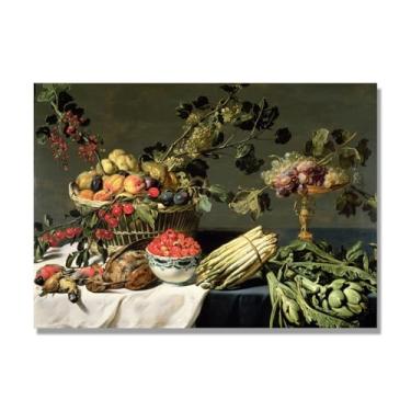 Imagem de NHLDZYH Tela vintage de frutas mortas, impressão de estilo de pintura a óleo vintage, decoração de jantar de fazenda B31. 70 x 98 cm. Somente tela