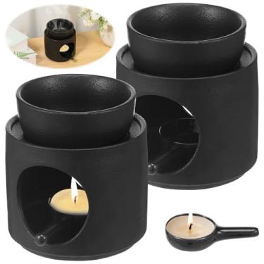 Imagem de Tzdxfgl 2 peças de suporte de vela de cerâmica Tealight e difusor de aroma, forno queimador de óleo essencial e cera para spa de ioga, decoração romântica moderna de escritório em casa, presente de