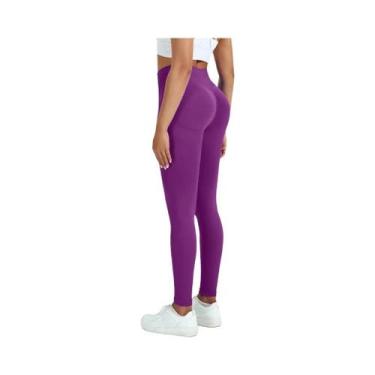 Imagem de Calças De Yoga Femininas De Cintura Baixa Com Efeito Levanta Bumbum E 