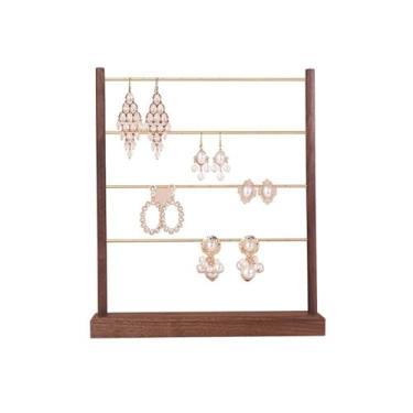 Imagem de Suporte de exibição de joias, brincos de faia/nogueira, suporte de joias de grande capacidade, ornamentos criativos, suporte de exibição de madeira, organizador de joias (marrom, grande)