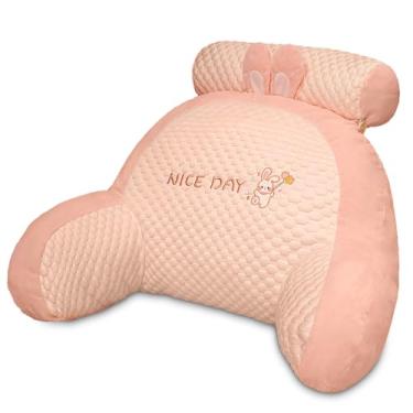 Imagem de Travesseiro sentado para cama almofada de encosto para sentar almofada de encosto travesseiro de descanso de cama com braços travesseiro de leitura aoresac com apoios de braços/grande encosto adulto