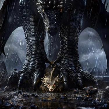 Imagem de JYXSJYYD Kits de pintura de diamante para adultos dragão negro