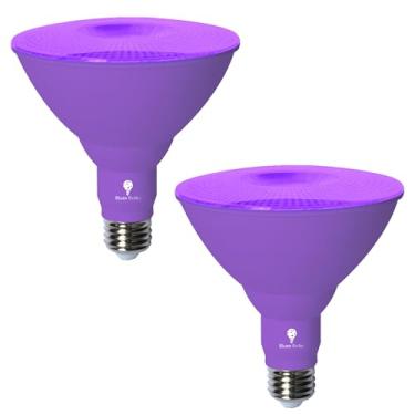 Imagem de Pacote com 2 lâmpadas BlueX LED Par38 Flood Purple - 18W (equivalente a 120 Watts) - Regulável - Luzes LED E26 Base Roxas, Decoração de festa, varanda, iluminação doméstica, iluminação de férias, luz de inundação roxa